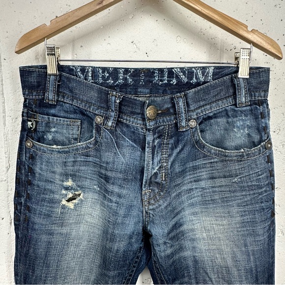 MEK Y2K Men’s size 31 x 29.5” Washington Slim Straight Distressed Jeans - Picture 3 of 15